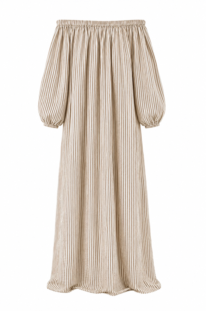 Bohemian Striped Off-Shoulder Dress