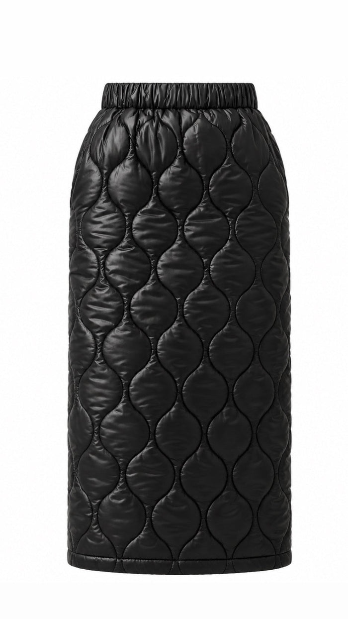 Quilted Faux Leather Midi Skirt