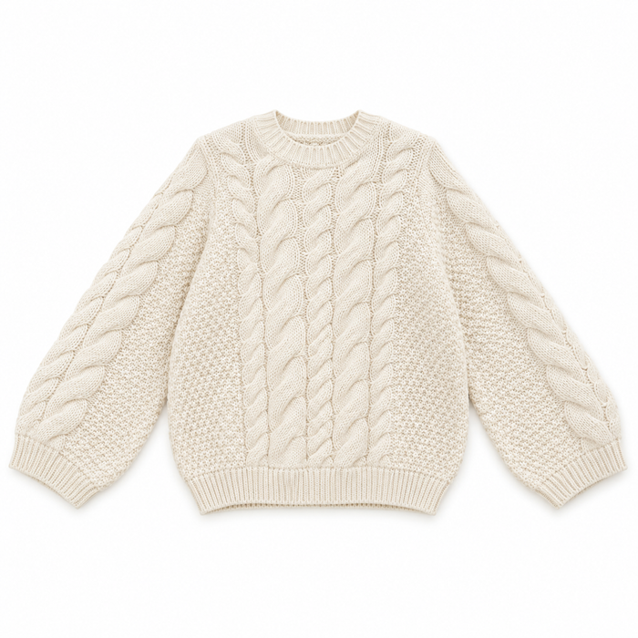 Cable-Knit Oversized Sweater – Ivory