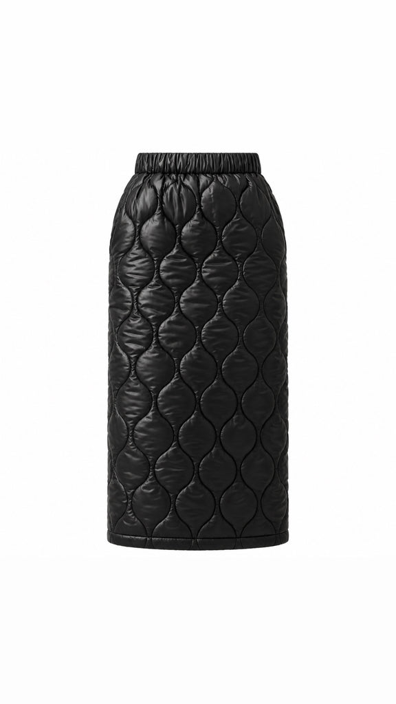 Quilted Faux Leather Midi Skirt