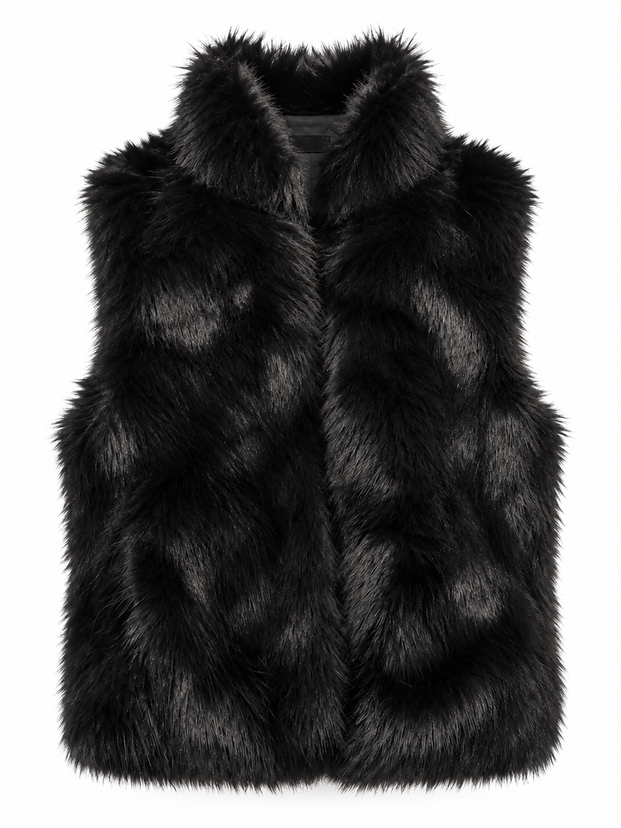 Black Faux Fur Vest