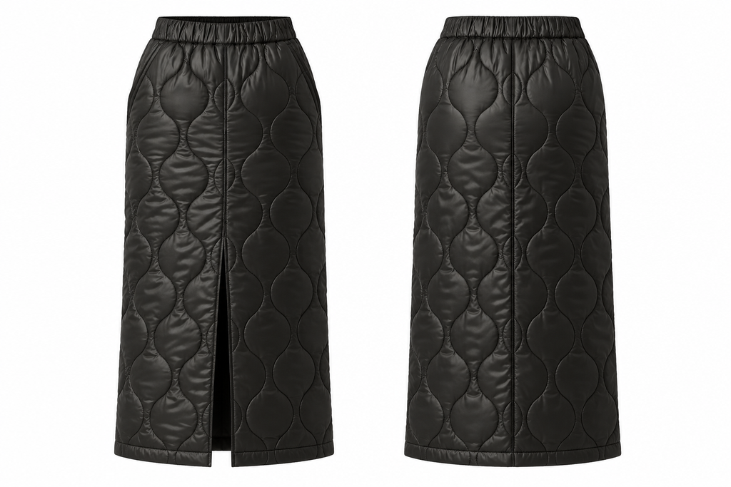 Quilted Faux Leather Midi Skirt
