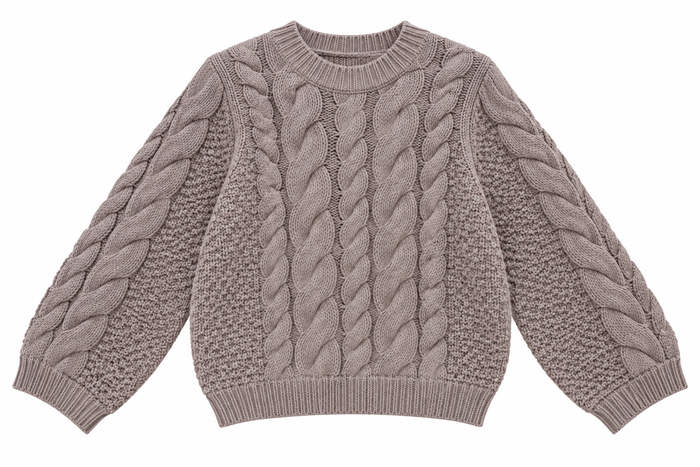 Cable-Knit Oversized Sweater – Taupe
